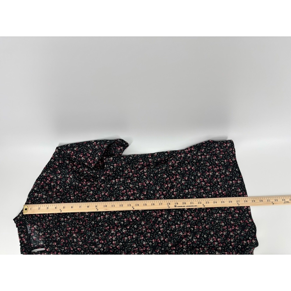 Bloom‎ Chic Shirt Black Floral Flowy Sleeves Ruched Women's Plus Size 18/20 - Picture 10 of 10